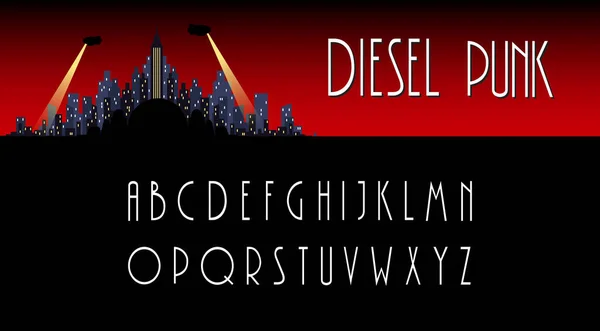 Дизельний Панк Alphabet Авс Вінтажному Стилі Typography Highlights Art Deco — стоковий вектор