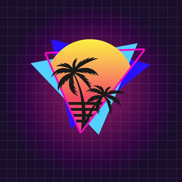 Vector Illustration Shirt Palms Sunset — стоковый вектор