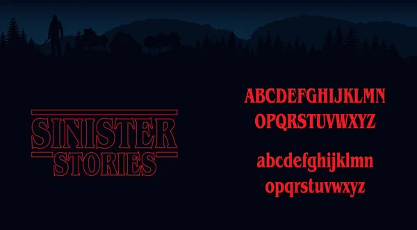 Halloween Lettering Sinister Stories Alphabet Retro Letters Horror Style Abc — стоковий вектор