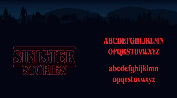 Halloween Lettering Sinister Stories Alphabet Retro Letters Horror Style Abc — стоковий вектор