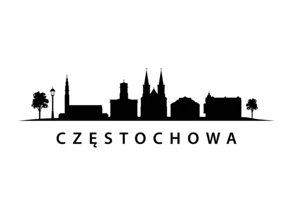 Czstochowa City Skyline Városi Táj Lengyelországban Kelet Európa Építészete — Stock Vector