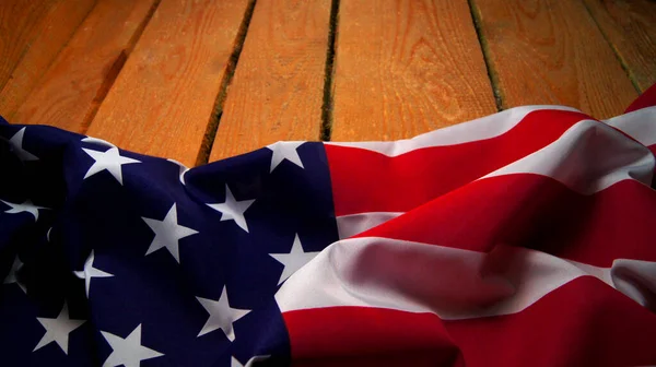 Flag United States America Wooden Wooden Floor Star Spangled Banner — Fotografia de Stock