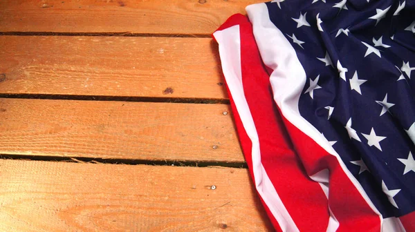 Folded Flag United States America Wooden Wooden Floor Star Spangled — Fotografia de Stock