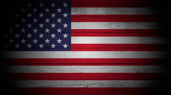 Usa Flag Painted Brick Wall 4Th July Background Grunge Style — Photo