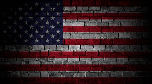 Usa Flag Painted Brick Wall 4Th July Background Grunge Style — Fotografia de Stock