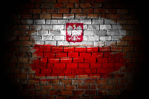 Poland Flag Painted Brick Wall Urban Location — Stock Fotó