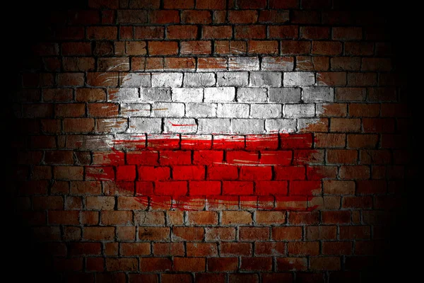 Sign Warsaw Rising Brick Wall Grunge Style Colors Polish Flag — Zdjęcie stockowe