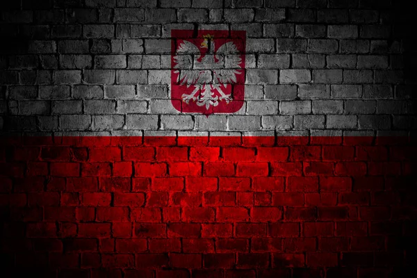 Sign Warsaw Rising Brick Wall Grunge Style Colors Polish Flag — Stockfoto
