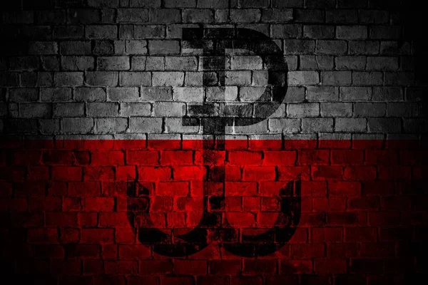 White Red Sign Warsaw Rising Brick Wall Grunge Style Colors — Stock Fotó