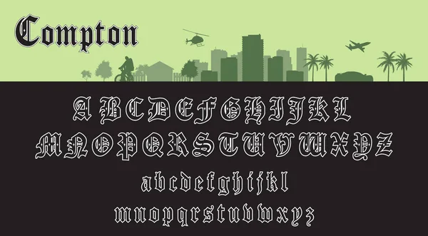Hip-hop Gotik Alfabesi. Compton 'dan çıkan rap harfleri. 90 'lardan siyah harfler..
