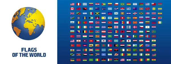 全世界の国からの旗のコレクション グラフィックはファイファの古いビデオゲームのスタイルを持っています サッカーの波とベクトルグラフィック — ストックベクタ