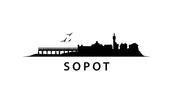 Sopot Skyline Polsku Vector Polish Landscape — Stockový vektor