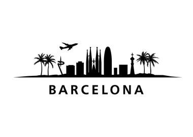 Barcelona Skyline Peyzaj Şehri Siluet Binaları