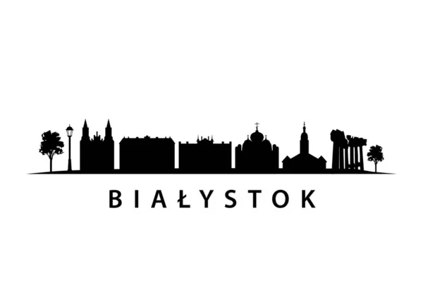 Biaystok Vector Skyline Černá Silueta Města Polsku — Stockový vektor