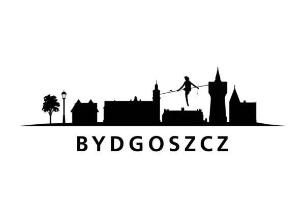 Bydgoszcz波兰向量Cityscape Skyline — 图库矢量图片