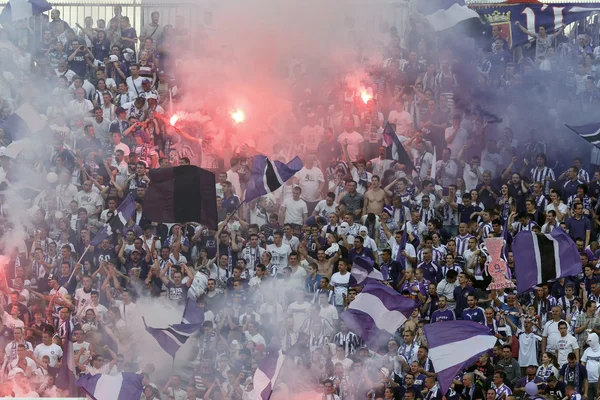 BUDAPEST - March 10: Fans Of FTC Light Fire During Ferencvarosi TC