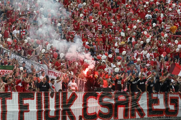 BUDAPEST - March 10: Fans Of FTC Light Fire During Ferencvarosi TC