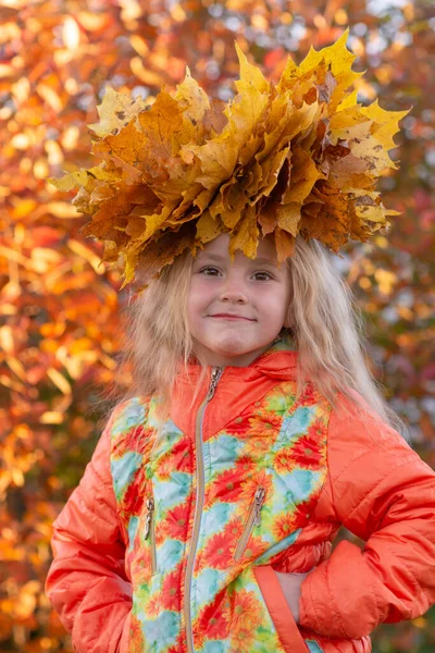 색깔의 단풍나무 머리에이고 소녀의 — 스톡 사진