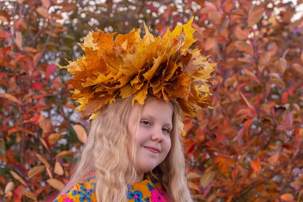 색깔의 단풍나무 머리에이고 소녀의 — 스톡 사진