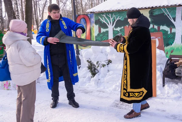 Kyshky Uennar Urlaub Wintervergnügen Tatar Tatarischer Urlaub Puschkino Gebiet Moskau — Stockfoto