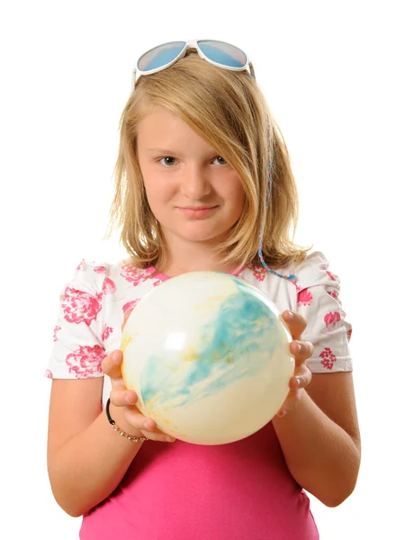 Girl with ball — Stock Photo, Image