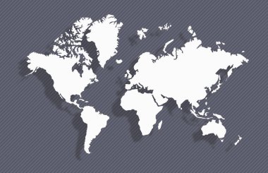 Mavi-gri arkaplan üzerine Beyaz Dünya Haritası