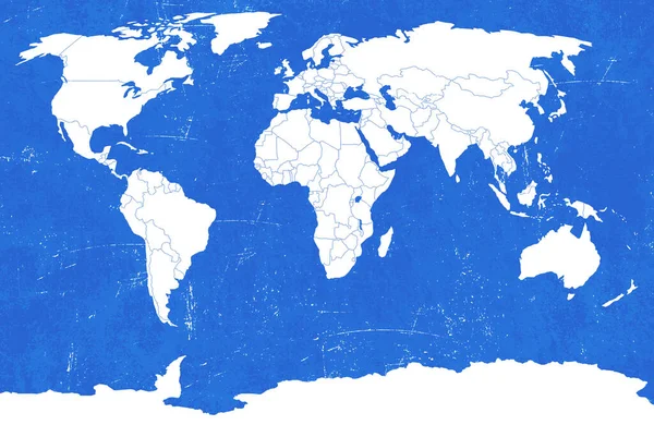 Carte Monde Blanc Avec Les Pays Sur Fond Papier Gris — Photo