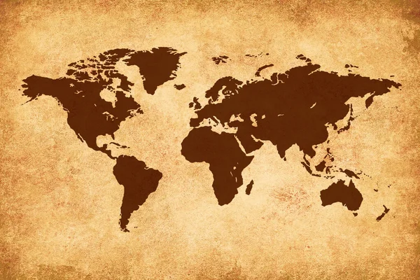 旧纸羊皮纸世界地图 — 图库照片