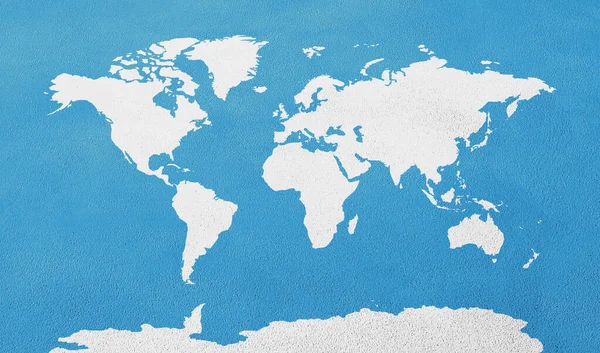 セメント石膏テクスチャ上のホワイトワールドマップ — ストック写真