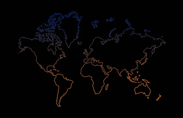 Renkli Dış Hat Gelecekçi Dünya Haritası — Stok fotoğraf