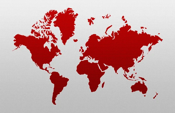 Mapa Del Mundo Rojo Sobre Fondo Gris — Foto de Stock
