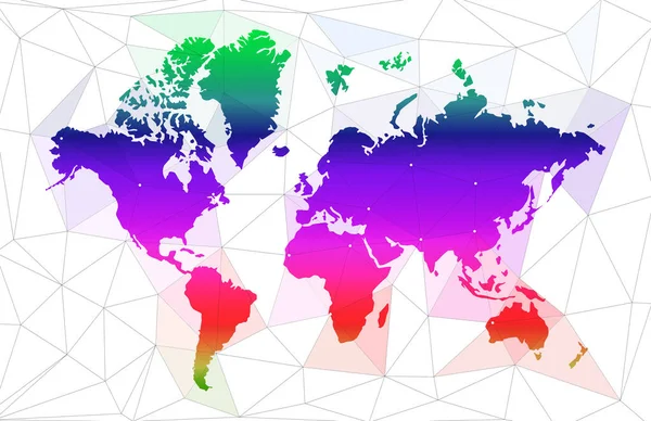 白色网状背景的彩色世界地图 — 图库照片
