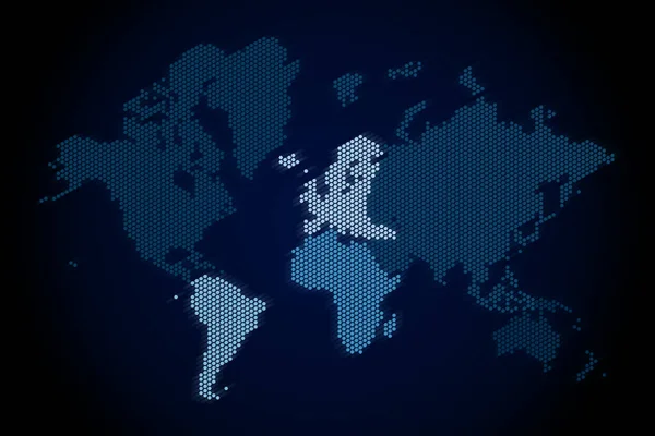 Prickad Världskarta Blå Bakgrund — Stockfoto
