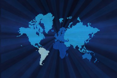 Mavi arkaplanda noktalı dünya haritası