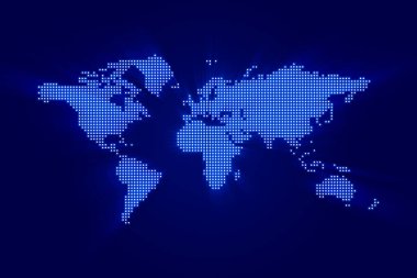 Mavi arkaplanda beyaz noktalı dünya haritası
