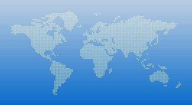 Mavi arkaplanda beyaz noktalı dünya haritası