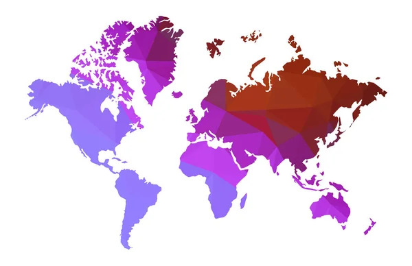 Färgade Låg Poly World Map Vit Bakgrund — Stockfoto