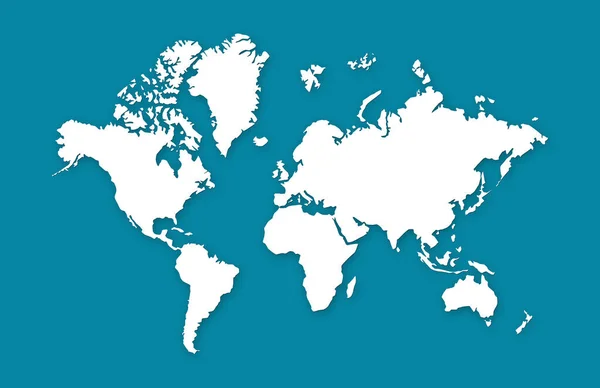 Mapa Del Mundo Blanco Aislado Sobre Fondo Azul — Foto de Stock