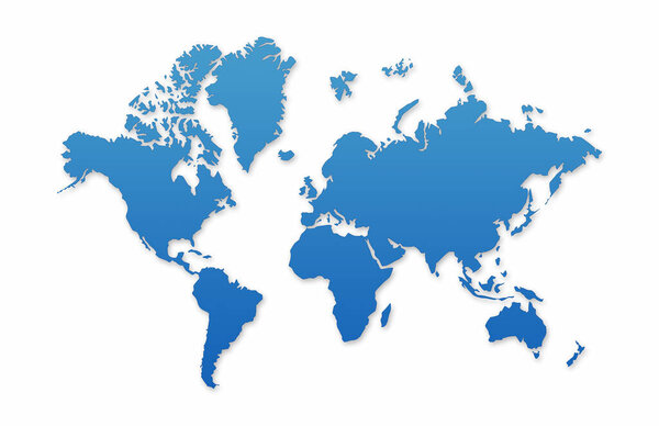 Blue World Map isolated on white background