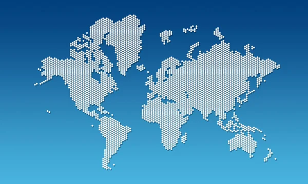 Witte Gestippelde Wereldkaart Blauwe Achtergrond — Stockfoto