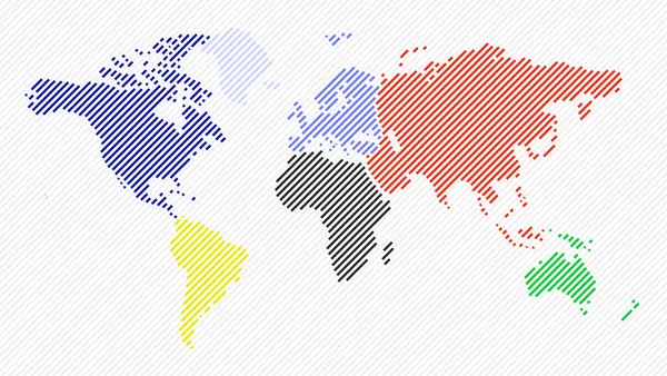 Färgglada World Map Streckade Linjer Bakgrund — Stockfoto