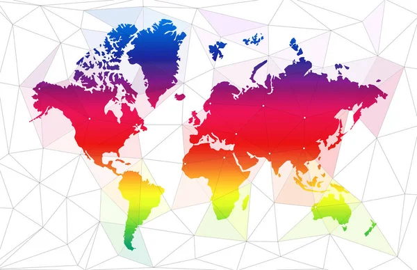 白色网状背景的彩色世界地图 — 图库照片