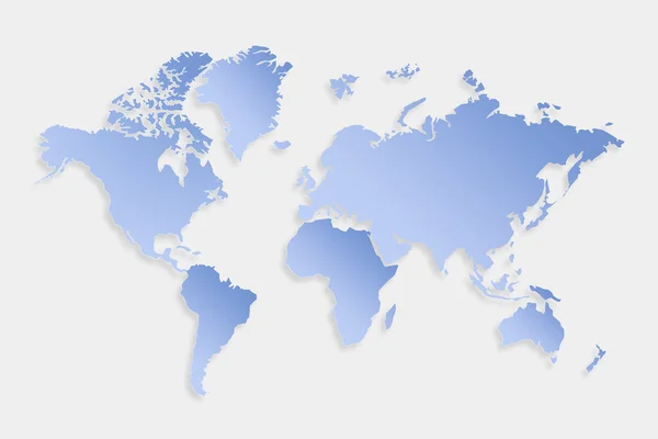 Azul Mapa Mundo Sobre Fundo Branco — Fotografia de Stock