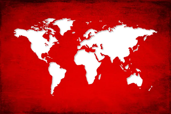 Mapa Del Mundo Blanco Sobre Fondo Pergamino Papel Rojo —  Fotos de Stock