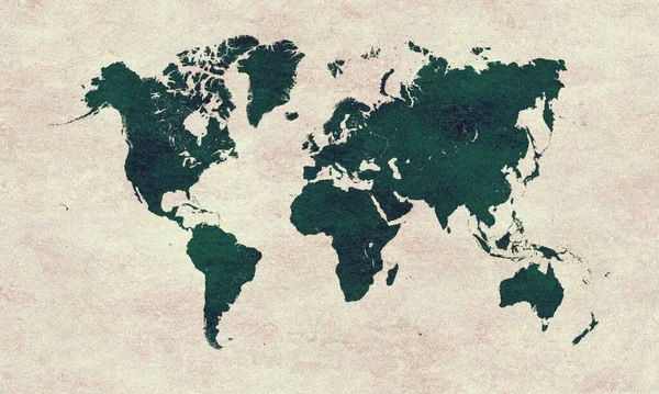 Green Grunge Mapa Del Mundo Sobre Fondo Papel Viejo —  Fotos de Stock