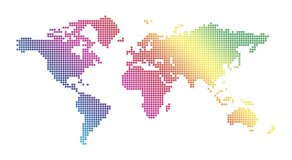 在白色背景下孤立的彩色点缀世界地图 — 图库照片