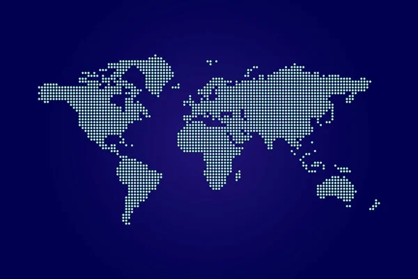 Bílá Tečkovaná Mapa Světa Modrém Pozadí — Stock fotografie