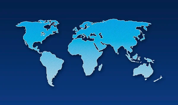 Mappa Del Mondo Strutturata Blu Bianca Sfondo Blu — Foto Stock