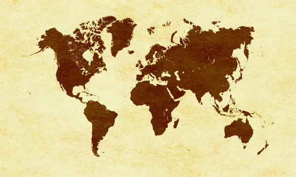 Mapa Del Mundo Sobre Fondo Pergamino Papel — Foto de Stock