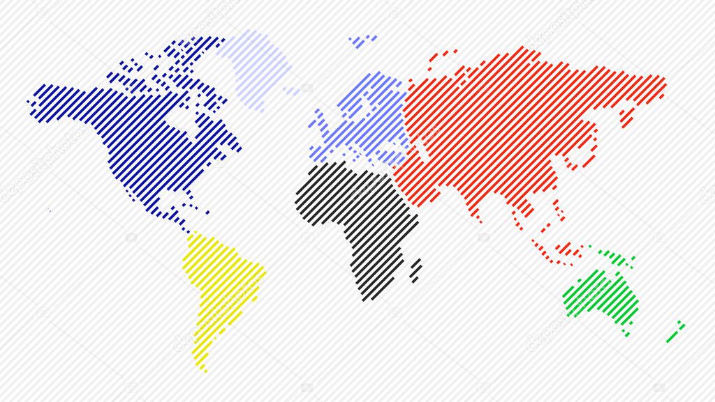 Colorful World Map dotted lines background